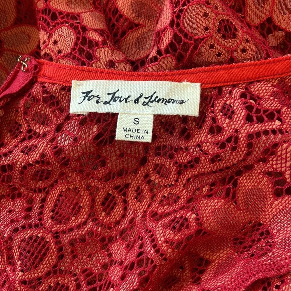 For Love and Lemons Dress “Love Bird” Rare Red Lace Sz 4 Nwot - Picture 8 of 8